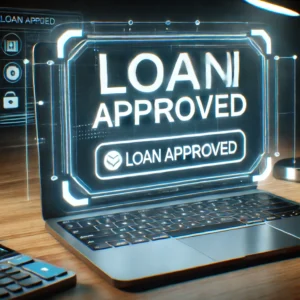 How long does it take to get approved for a bootcamp loan? A modern digital interface displaying a 'Loan Approved' notification, highlighting the online loan approval process and estimated timelines.